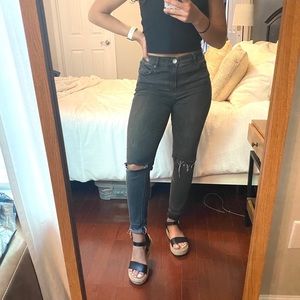 Grey distressed ankle leggings Express
